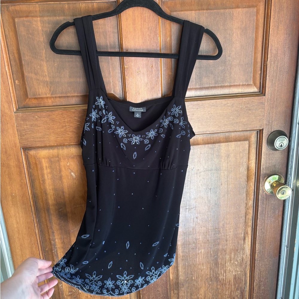 Black and Gray Embellished Women's Top